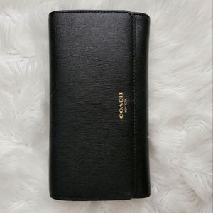 Coach tri fold black leather wallet